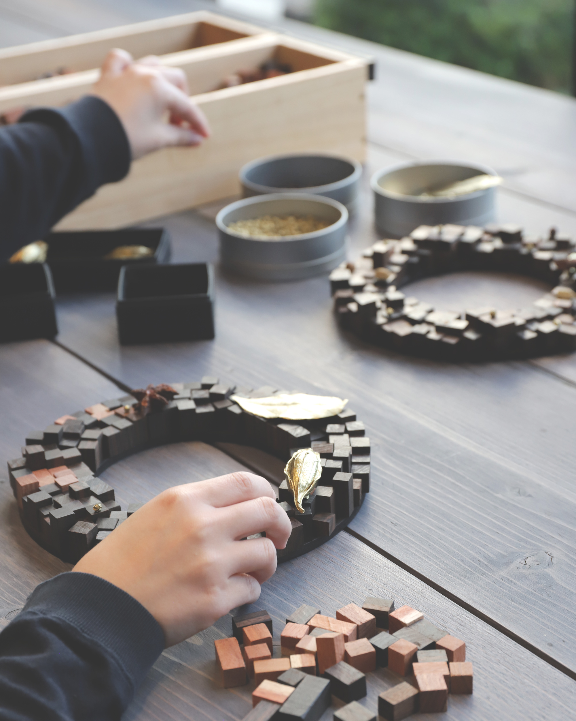 クリスマスリース作り様子